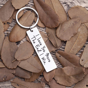 Husband Wife Keychain Christmas Gifts for Him Her I Love You More The End I Win Key Chain for Boyfriend Anniversary Presents Girlfriend Birthday Wedding for Fiance Funny Man Woman Present Jewelry