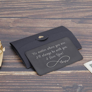 Valentine Gifts for Him Her Black Wallet Card Husband Boyfriend Anniversary Mini Love Note from Wife Girlfriend Anniversary Men Birthday Wedding Gifts for Groom Bride Deployment Engagement Gifts