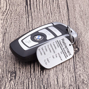 Funny Retirement Gifts Keychain for Men Women Coworker Retiree Calendar Gag Gifts Leaving Gifts for Dad Mom Nurses Teacher Military Army USAF Navy Dog Tag Key Ring