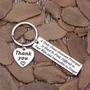 School Assistant-Principal-Gifts-Keychain-Appreciation Thank You Gifts School Counselor Teacher Men Women A Great Principal is Hard to Find Key Chain Retirement Gifts Parting Leaving Present