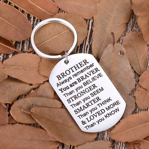 Brother Keychain Inspirational Christmas Gifts for Borther Him from Sister Brother Siblings Stocking Stuffers for Teen Adult Men Teenage Boys Kids Birthday Gradation Wedding Gifts Presents