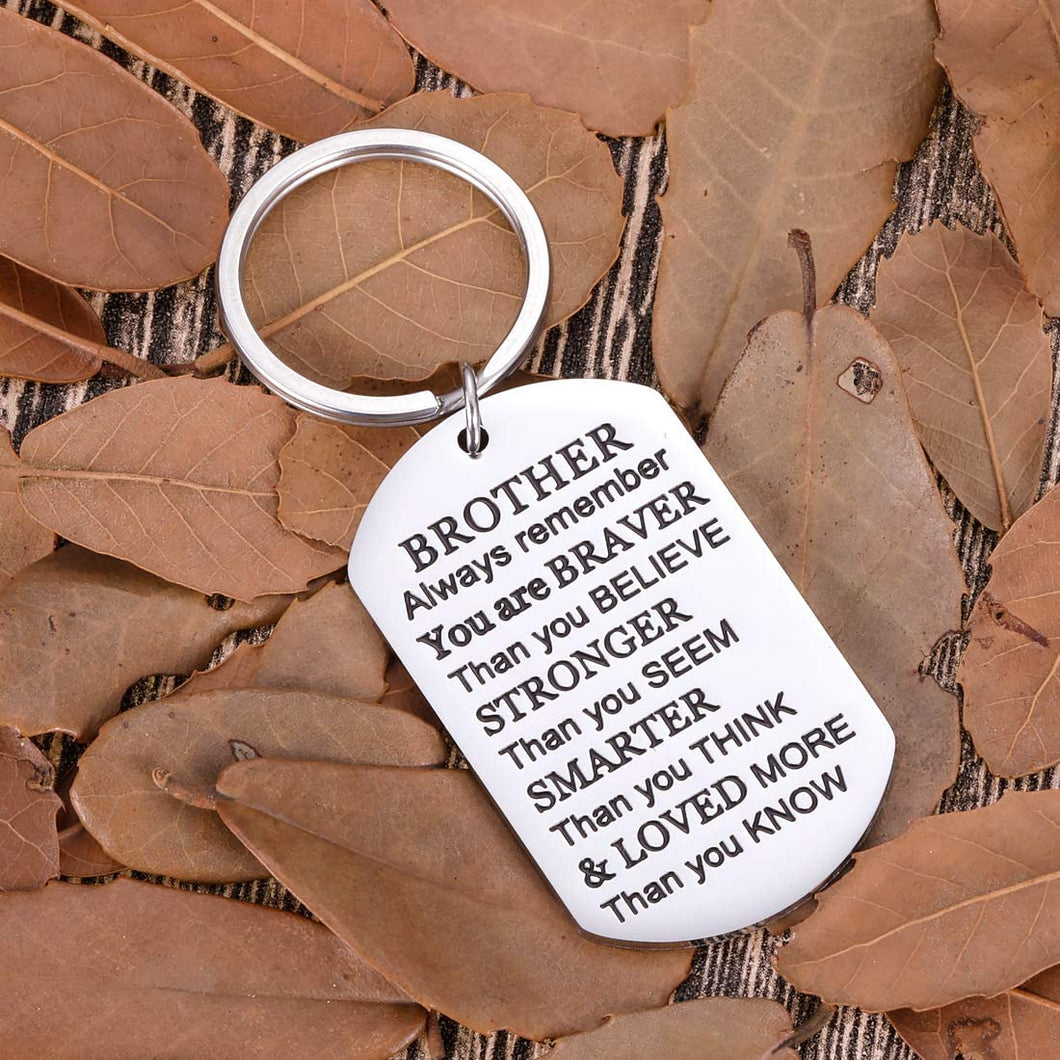 Brother Keychain Inspirational Christmas Gifts for Borther Him from Sister Brother Siblings Stocking Stuffers for Teen Adult Men Teenage Boys Kids Birthday Gradation Wedding Gifts Presents