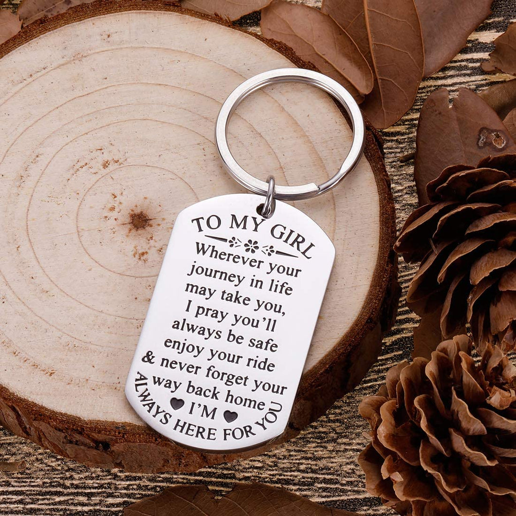 to My Daughter Keychain Valentine Gifts for Daughter Birthday from Mom Dad Grandma Inspirational Graduation Sweet 16 Gifts for Her from Teen Adult Women Teenage Girls Wedding Presents