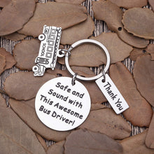 Load image into Gallery viewer, Gifts for Bus-Driver-Keychain-Appreciation-Gift for Men School Bus Driver Thank You Gifts Bus Key Chain Safe and Sound with This Awesome Bus Driver Key Tag for Him
