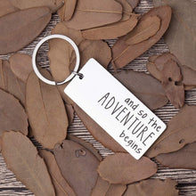 Load image into Gallery viewer, New Journey-Keychain-Retirement-Gift-College Care Package for Daughter The Adventure Begins New Job Life Next Chapter Divorce Gifts for Women Men Friends Coworkers Graduation for Him Her
