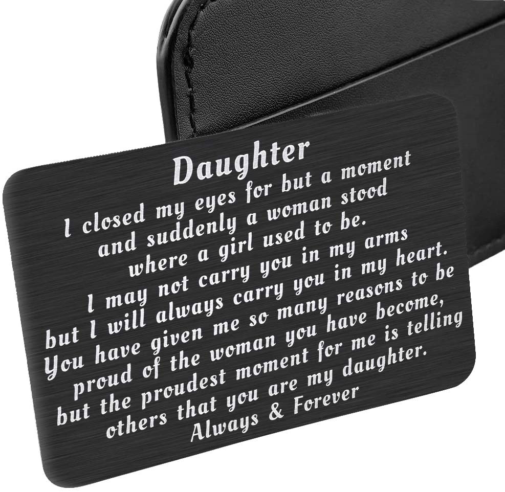 To My Daughter from Mom Dad Christmas Wallet Card Inserts Valentine Gifts for daughter Mothers Day Inspirational Sweet 16th Birthday Love Note For Her Teens Adult Women Teenage Girls Graduation Gifts