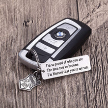 Load image into Gallery viewer, Police Officer Keychain Gifts For Son Policeman Sheriff&#39;s Graduation Gifts From Dad Mom To Son Officer Gifts For Him Key Ring Tag I’m So Proud Of Who You Are Keychain Police Badge Charm

