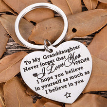 Load image into Gallery viewer, Granddaughter Keychain Gifts for Valentine Graduation from Grandma Grandpa to Granddaughter Mothers Day for Grand Kids Her Teen Adult Women Teenage Girls Christmas Gifts Inspirational Jewelry
