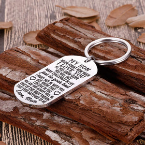 To My Son Christmas Keychain Gifts from Mom Dad Mother To Son Him Teens Stocking Stuffers Adult Men Teenage Boys Kids Birthday Gradation Sweet Sixteen Going To College Guys Males Wedding Gifts Present