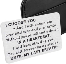 Load image into Gallery viewer, Wife Husband Christmas Wallet Card Insert Valentine Gifts for Him Her Men Husband Anniversary from Wife Girlfriend Stocking Suffers Birthday Gift I Love You Note Wedding Engagement Gifts Fiance Groom
