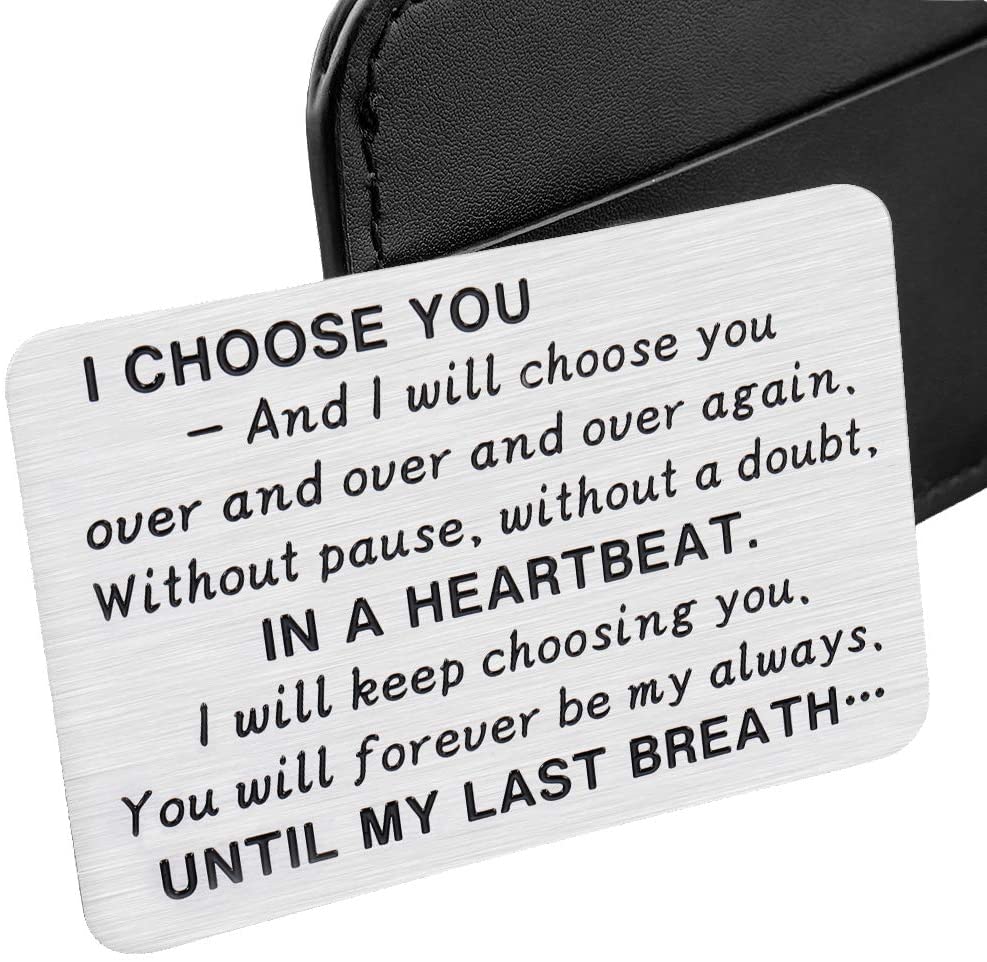 Wife Husband Christmas Wallet Card Insert Valentine Gifts for Him Her Men Husband Anniversary from Wife Girlfriend Stocking Suffers Birthday Gift I Love You Note Wedding Engagement Gifts Fiance Groom