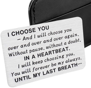 Wife Husband Christmas Wallet Card Insert Valentine Gifts for Him Her Men Husband Anniversary from Wife Girlfriend Stocking Suffers Birthday Gift I Love You Note Wedding Engagement Gifts Fiance Groom