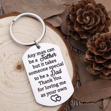 Load image into Gallery viewer, Gifts for Step Dad Keychain Father’s Day Birthday Gifts for New Dad Thank You for Loving Me As Your Own Wedding Gifts for Father in Law from Daughter Son Key Ring Dog Tag
