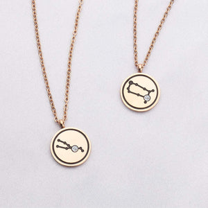 12 Zodiac Constellation Necklace Valentine Day Gifts For Her Women Girls Star Birth Sign Necklace Gifts Horoscope Necklace Rose Gold 16" - 18" Chain Astrology Jewelry Pendant Celestial Necklace Zodiac Charm Gifts