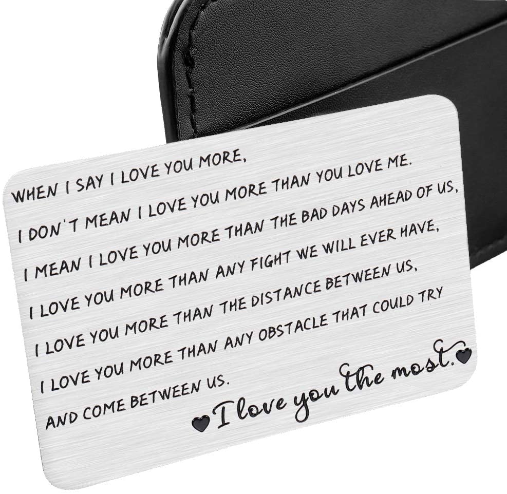 Husband Wife Wallet Insert Card Christmas Gifts for Him Her Men Husband Valentine from Wife Girlfriend Boyfriend Anniversary Birthday Gifts Love Note Wedding Gifts for Groom Bride Deployment Gifts