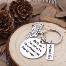 Load image into Gallery viewer, Gifts for Bus-Driver-Keychain-Appreciation-Gift for Men School Bus Driver Thank You Gifts Bus Key Chain Safe and Sound with This Awesome Bus Driver Key Tag for Him

