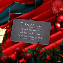 Load image into Gallery viewer, Valentine Gifts for Him Her Men Wallet Card Insert Black Husband Christmas from Wife Girlfriend Boyfriend Anniversary Birthday Gift Mini Love Note Wedding Engagement Gifts for Groom Fiance I love you

