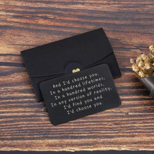 Load image into Gallery viewer, Valentine Gifts for Him Her Men Wallet Card Black for Boyfriend Husband Christmas from Wife Girlfriend Anniversary Birthday Gift Mini Love Note Wedding Engagement Gifts for Groom Fiance I love you
