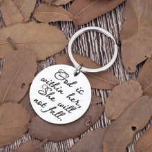 Load image into Gallery viewer, Inspirational Graduation Gifts Bible Verse Daughter Keychain for Women Friend Sisters Birthday Encouragement Gifts She Will Not Fall Key Ring Teen Girls
