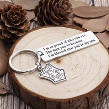 Load image into Gallery viewer, Police Officer Keychain Gifts For Son Policeman Sheriff&#39;s Graduation Gifts From Dad Mom To Son Officer Gifts For Him Key Ring Tag I’m So Proud Of Who You Are Keychain Police Badge Charm
