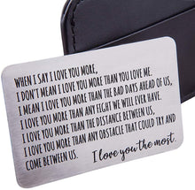 Load image into Gallery viewer, Wallet Insert Card Anniversary Gifts For Men Husband From Wife Girlfriend Boyfriend Birthday Gifts Metal Mini Love Note Valentine Wedding Gifts For Groom Bride Him Her Deployment Gifts
