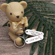 Load image into Gallery viewer, Couple Keychains Set 2 Pcs for Him and Her I Love You More Personalized Key Chain Engraved Dog Tag Pendant His And Hers Key Chains Gifts for Men Women Husband wife Boyfriend Girlfriend Mom Daughter
