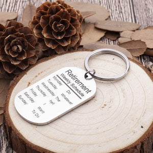 Funny Retirement Gifts Keychain for Men Women Coworker Retiree Calendar Gag Gifts Leaving Gifts for Dad Mom Nurses Teacher Military Army USAF Navy Dog Tag Key Ring