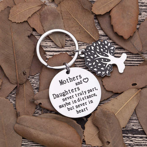 Mothers Day Gifts Keychain For Mom Mothers And Daughters Never Truly Part Mom From Daughter Gifts For Women Birthday Wedding Keyring Bonding Parting Graduation Gifts Keepsake From Mom Daughter