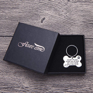 Funny Pet Tag, Funny Cute Dog Tag for Dogs Cats , Engraved Bone Shape Dog Collar Tag - I'm Lost Please Call My Mom She’s Ugly Crying New Puppy Tag Gift Stainless Steel