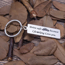 Load image into Gallery viewer, Drive Safe Keychain for Men Personalized Key Ring Gifts Dog Tag Inspirational Best Birthday Gifts for Boyfriend Truckers Husband Dad New Driver Couple Gifts Stocking Stuffer New Car Gift for Him
