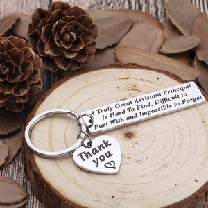School Assistant-Principal-Gifts-Keychain-Appreciation Thank You Gifts School Counselor Teacher Men Women A Great Principal is Hard to Find Key Chain Retirement Gifts Parting Leaving Present