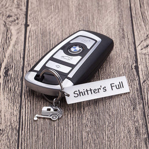 Funny Camping Keychain Gifts For Caravanners Rv Travelers Accessories Shitter’s Full Camper Trailer Key Chain RV Camping Accessories Hilarious Key Ring For Camping Lover Men Vacation Jewelry