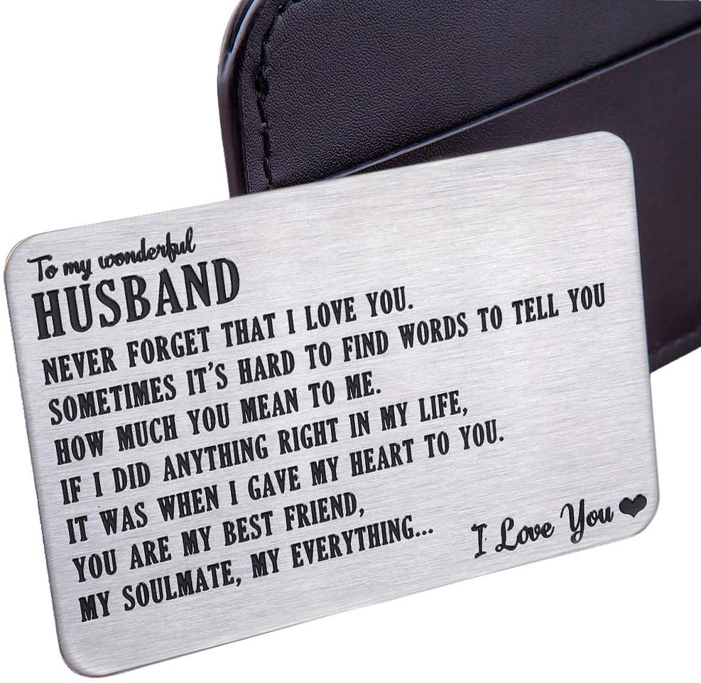 To My Husband Christmas Valentine’s Day Gifts Wallet Card Insert For Him Men From Wife To Hubby Husband To Be Stocking Suffers Wedding Anniversary Birthday Gifts I Love You Note Engagement Gifts