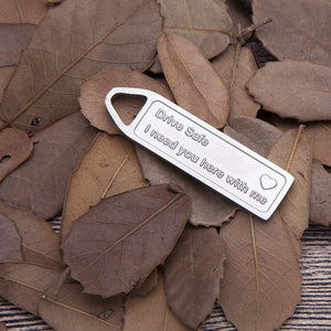 Drive Safe Keychain Handsome I Love You Engraved Keychain Christmas Gifts Key Tag Best Stocking Stuffers Birthday Gifts for Men Boyfriend Husband Dad Couples Trucker Gifts Love Keychains for Him Men