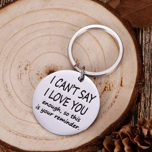 Funny Boyfriend Girlfriend Christmas Valentine Keychain- I Cant Say Love You Enough Wife Husband Birthday Anniversary Gifts for Him Her Fiance Fiancee Engagement Wedding Bride Groom Present Keyring