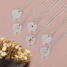 Load image into Gallery viewer, Valentine Day Gifts Initial Letter Pendant Necklace For Her Women Girls 18K Gold Plated Alphabet 26 A-Z Necklace Stainless Steel Round Script Name Monogram Charm Adjustable Chain Jewelry Teens
