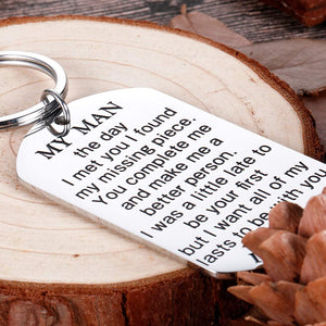 My Man Keychain Anniversary Valentine's Day Gifts For Him Men Boyfriend Husband To Be Key Chain I Love You Gifts for Hubby Birthday Fiance Groom Wedding Engagement Presents from Girlfriend Wife Silver
