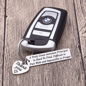 School Assistant-Principal-Gifts-Keychain-Appreciation Thank You Gifts School Counselor Teacher Men Women A Great Principal is Hard to Find Key Chain Retirement Gifts Parting Leaving Present