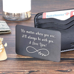 Valentine Gifts for Him Her Black Wallet Card Husband Boyfriend Anniversary Mini Love Note from Wife Girlfriend Anniversary Men Birthday Wedding Gifts for Groom Bride Deployment Engagement Gifts