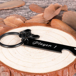 Gamer Player 1 Player 2 Matching Keychains Christmas Gifts for Gamer Couples Boyfriend Male Friends Husband Valentine Gifts to Gamer Girlfriend Wife Anniversary Birthday Gifts for Him Her Men Funny