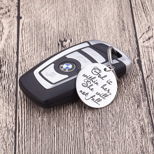 Inspirational Graduation Gifts Bible Verse Daughter Keychain for Women Friend Sisters Birthday Encouragement Gifts She Will Not Fall Key Ring Teen Girls