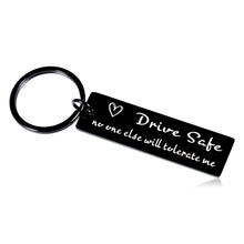 Load image into Gallery viewer, Boyfriend Gifts Men Valentines Day Gifts For Husband Him From Wife Girlfriend Drive Safe Keychain Fathers Day Birhtday Sentimental Fiance Gifts For Men Dad New Driver Best Friends BF Black Key Chain
