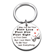 Load image into Gallery viewer, Valentines Day Gifts for Him Girlfriend Boyfriend Date Keychain from BFF Couple Keychain for Her Wedding Anniversary Birthday Thanksgiving Love Keychain for Husband Wife May Not My First Keychain

