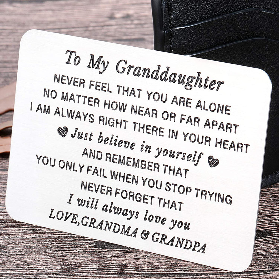 To My Granddaughter Wallet Card Inserts Christmas Valentine Gifts for Grandchild from Grandma Grandpa Graduation Mothers Day Sweet 16th Birthday Gifts For Her Teens Adult Women Girls Inspirational