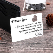 Load image into Gallery viewer, Husband Wife Christmas Gifts Wallet Card Insert for Him Her Men Husband Valentine from Wife Girlfriend Stocking Suffers Anniversary Birthday Gift I Love You Note Wedding Engagement Gifts Fiance Groom
