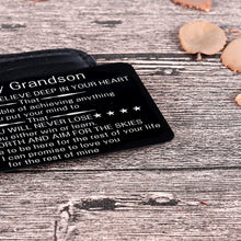 Load image into Gallery viewer, To My Grandson Christmas Wallet Card Inserts Valentine Gifts for Grandson from Grandma Grandpa Graduation Fathers Day Sweet 16th Birthday Gifts For Him Teens Adult Men Teenage Boys Inspirational
