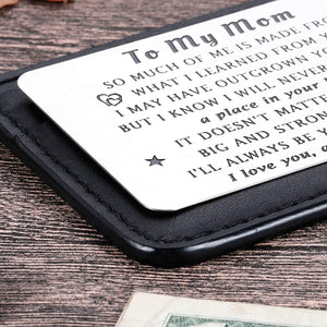 Son to Mom Wallet Insert Card Christmas Gifts for mom Mothers Day Gifts Mum Valentine Birthday from Son to Step mom to Be Wife Kids I Love You Mom Step Mother Figure Wedding Her Women