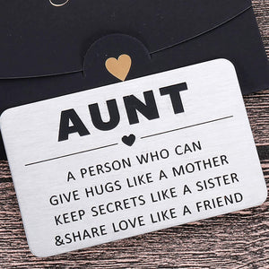 Aunt Christmas Gifts Wallet Card Inserts for Auntie from Niece Nephew to Aunt Valentine Birthday Gifts for Women Stocking Stuffer Mothers Day for Aunts Mini Love Note Reminder Thanksgiving to Aunt