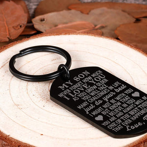 to My Son Christmas Valentine Keychain Gifts from Mom Dad Mother to Son Him Teens Adult Men Teenage Boys Kids Birthday Graduation Sweet Sixteen Going to College Guys Males Wedding Gifts Presents
