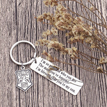 Load image into Gallery viewer, Police Officer Keychain Gifts For Son Policeman Sheriff&#39;s Graduation Gifts From Dad Mom To Son Officer Gifts For Him Key Ring Tag I’m So Proud Of Who You Are Keychain Police Badge Charm
